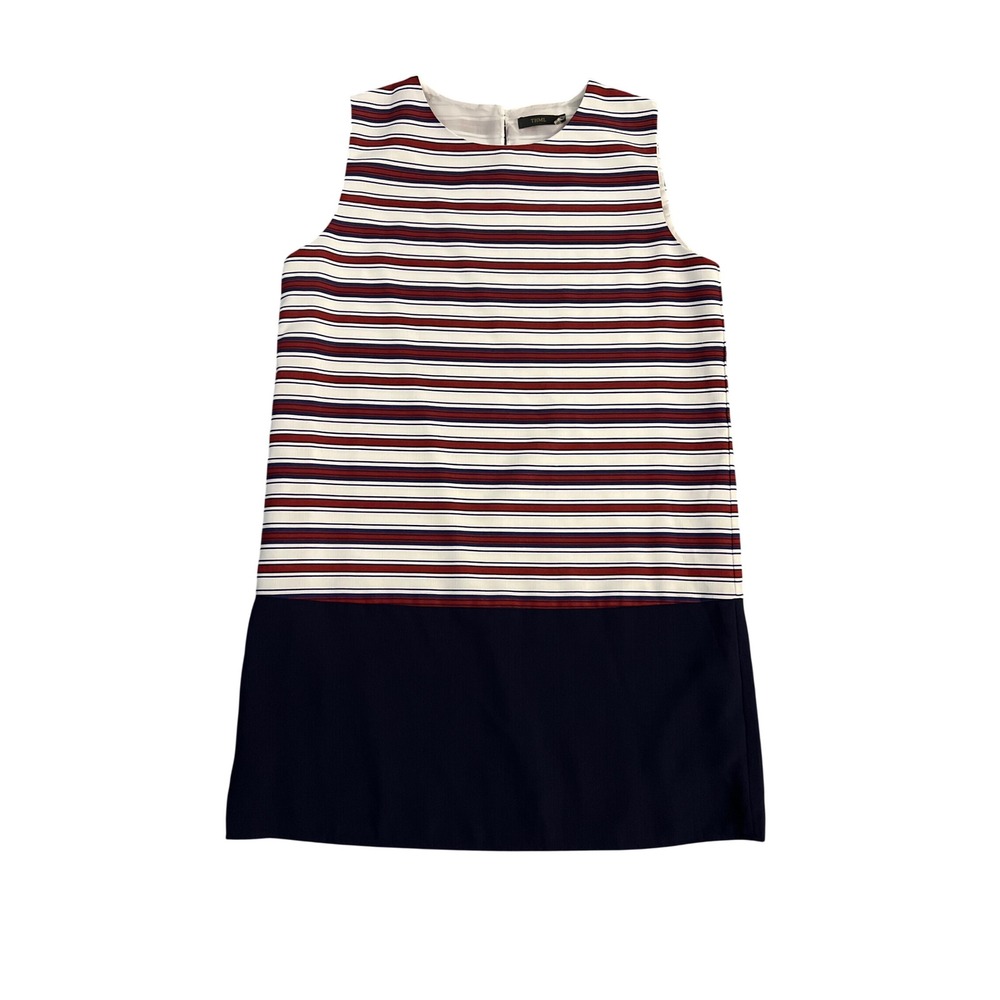 THML Womens Striped Colorblock Sleeveless Shift Dress Navy Red White M